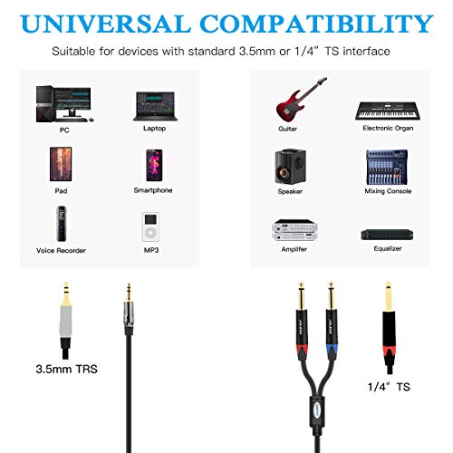 Cable JOLGOO 3.5 mm TRS a Dual 1/4" TS Stereo 2m miniatura 2