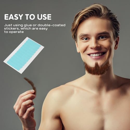 iMXPW Fake Beard Fake Mustache Fake Goatee Realistic 100% Human Hair Full Hand Tied Goatee False Beards Lace Invisible Fake Mustache for Halloween Dressing Men Makeup Entertainment/Drama/Party/Movie