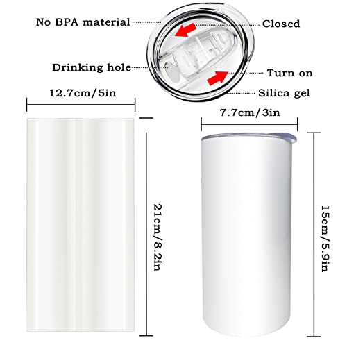 AiHeart 12oz Sublimation Straight Skinny Tumblers,8pack Sublimation Stainless Steel Blanks Bulk,Double Wall Vacuum Tumblers with Shrink Wrap Films and Straws,Great DIY Gift for Kid and Toddler - Image 3