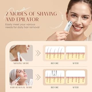 Épilateur électrique 2 en 1 pour le visage, pour femme, avec lumière LED, rechargeable, sans douleur, pour le corps, les joues, le menton, les bras, le bikini (blanc)