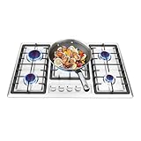 Mermajestic Cocina de gas, 5 llamas, placa de gas de acero inoxidable, 3,3 kW, con protector de llama y encendido electrónico, cocina de gas empotrable para cocina privada y comercial
