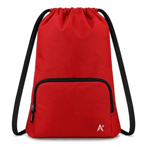 Image of Tukzer 15L Drawstring Daypack,Tablet Sleeve, Gym Bag Rucksack Backpack with Zip Pocket, Sports Shoe Bag, Shoulder Strap Breathable Mini Travel Backpacks for Men and Women, Aliens 34 X 43 X 10 CM-Red