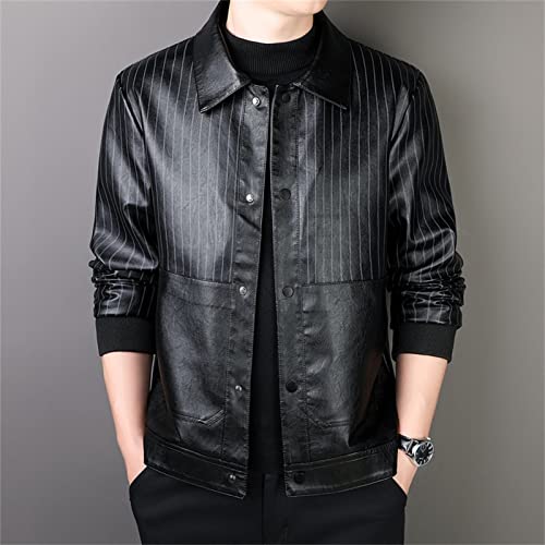 Chaqueta de cuero gruesa para hombre con forro de piel sintética miniatura 3
