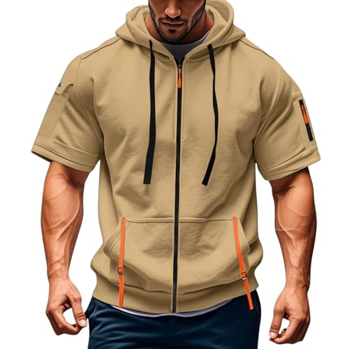 Sweat à capuche zippé homme veste légère été respirante coton décontracté