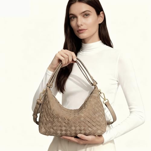 Bolso hombro ante tejido hobo estilo crescent miniatura 3