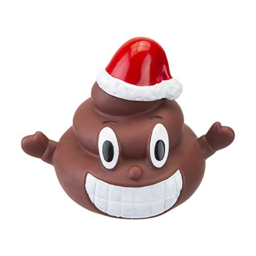 Unique Multicolor Christmas Vinyl Poo Dog Toy - 13cm X 9cm (1 Pc.) - Fun & Festive Squeaky Playtime Companion - Perfect For Puppies & Adult Dogs