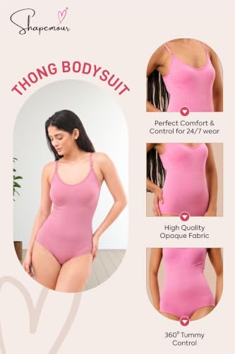 Image of SHAPEMOUR Thong Bodysuit for Women, Slimming Design Shapewear for Women, Tummy Control Body Shaper with Silicone Grip, No Steel Bones for All Day Comfort, Seamless Sculpting Bodyshaper