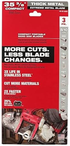 for Milwaukee 48-39-0609 35-3/8" 8-10 TPI Extreme Thick Metal Bandsaw Blades 3PK