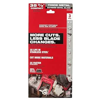 for Milwaukee 48-39-0609 35-3/8" 8-10 TPI Extreme Thick Metal Bandsaw Blades 3PK