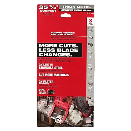 for Milwaukee 48-39-0609 35-3/8' 8-10 TPI Extreme Thick Metal Bandsaw Blades 3PK