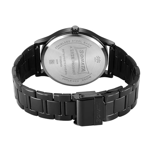 Image of Sonata Aspire Quartz Analog Black Dial Stainless Steel Strap Watch for Men