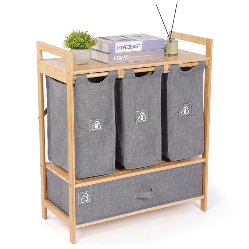 MY FAT GORILLA Pfandflaschen Sammelbehälter – Multi-Mülleimer mit 4 Fächern für PET, Glas, Dosen & Altpapier – Mülltrennsystem Küche – Recyclingbehälter für Mülltrennung & Abfalltrennung – Grau