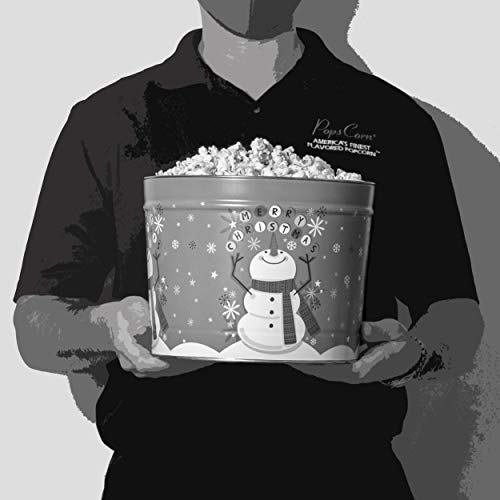 Christmas Gourmet Popcorn Gift Tin - Large 2 Gallons- The 3 Most Popular Flavors - Popped Fresh-FREE Sanitary Scooper and Bags Included! - Thumbnail 5