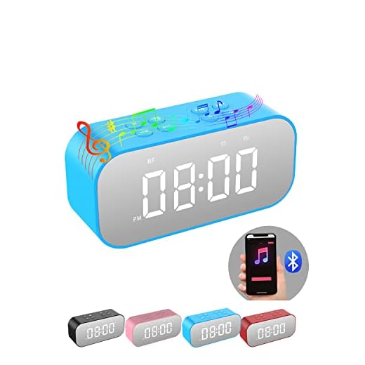 AFK Digital Alarm Clock with Bluetooth Speaker,Desk Clock for Bedroom/Office,Small Table Clock with Dual Alarms,Snooze,Dimmable LED Display,Hands-free Calling.(12H Format,Blue)