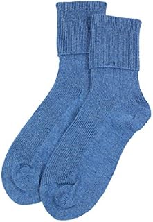 Jasmine Silk Ladies' Pure Cashmere Bed Socks for Women Blue Made in Scotland