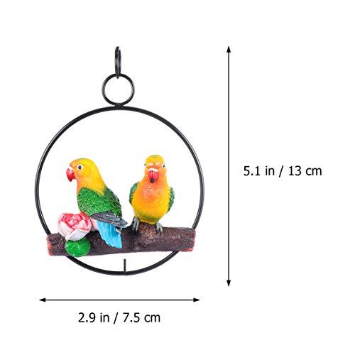Hemoton Parrot Hanging Parrot Statue Bird Ring Perch Sculpture For Patio Garden Lawn Home Decor Christmas Decoration #TOP5