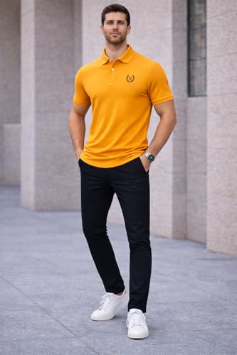Image of Mack Jonney Men's Cotton Polo T-Shirt|Solid Regular Fit|Half Sleeve Collar T-Shirt for Casual Wear-MJ-32