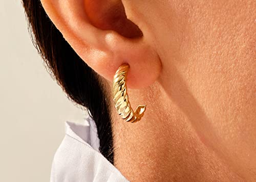 Eternate 14K Solid Gold Croissant Earrings | Dainty Bold Statement Earring For Women In Yellow, White, Rose Gold #TOP2