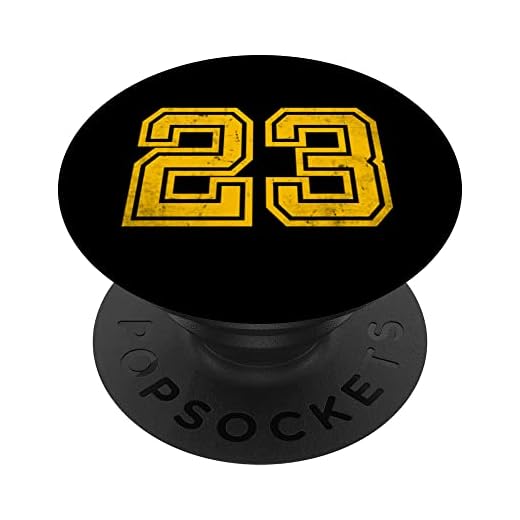 Número #23 - Camiseta deportiva para cumpleaños número 23, color amarillo PopSockets PopGrip Intercambiable