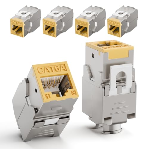 LEENUE 6 Pack RJ45 Keystone Jack Cat6A, Gold-pated Keystone Modul for CAT6A CAT6 Network Cable PoE, RJ45 Connector, Ethernet Patch Network Cable, Ethernet Socket and Patch Panel, 10 Gbps/500MHZ LEENUE 6 Pack RJ45 Keystone Jack Cat6A, Gold-pated Keystone Modul for CAT6A CAT6 Network Cable PoE, RJ45 Connector, Ethernet Patch Network Cable, Ethernet Socket and Patch Panel, 10 Gbps/500MHZ