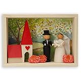 LIEFERUMFANG: Holzkästchen mit Brautpaar und Kirchenszene – Größe ca. 9,5 x 7 cm – hochwertig bedruckte Verpackung im Stil einer Streichholzschachtel