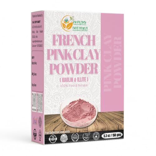 Herbs Botanica French Pink Clay/Rose Clay Powder Montmorillonite Kaolin Clay Powder Healing Clay for...