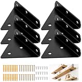 6 soportes para estanterías flotantes 80 x 100 mm, escuadras de metal negro...