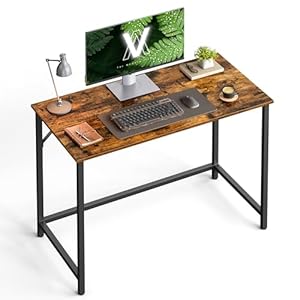 VASAGLE Computer Desk, Gaming Desk, Home Office Desk, for Small Spaces, 19.7 x 39.4 x 29.9 Inches, Industrial Style, Metal Frame, Rustic Brown and Black ULWD41X