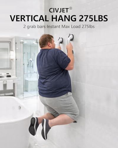 2 Pack Suction Cup Shower Grab Bars for Seniors, Heavy Duty Removable Shower Handles for Bathtubs & Showers, Bath Handrails for Elderly Assistance Products, Bathroom Safety Accessory - Image 4