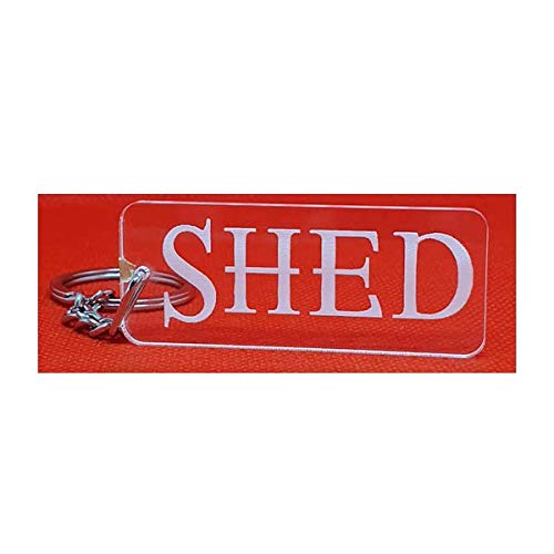 S M Gift Shop Shed Key Ring Engraved Acrylic Keyring Keychain Tag Fob
