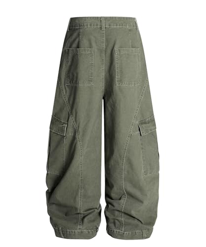 Unisex Cargo Jeans Wide Leg Balloon Pants Vintage Workwear Multi Pocket Baggy Denim Streetwear Trousers2