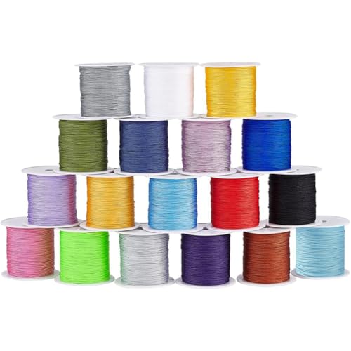 PH PandaHall Hilo de nailon de 360 m, 18 colores, 0,4 mm, cuerda de anudar china, para hacer joyas, macramé, pulseras de amistad, adorno de Navidad