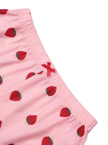 Image of Hilinker Womens Graphic Print Ribbed PJ Set Crop Cami Tops and Shorts Cute Pajamas Set