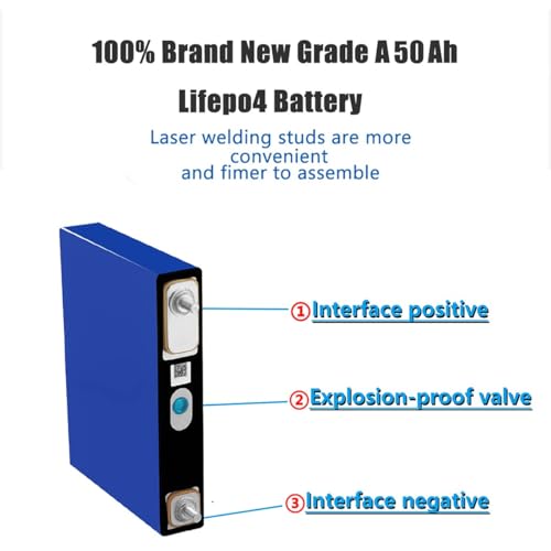 Image of Pack of 4-3.2V 50Ah LiFePO4 Cells Lithium Battery Iron Phosphate Deep Cycle Battery, Power Supply for RV, Boat, Golf Cart, Motor, UPS, Fish Finder, Lawn Mower, Off Grid, Solar Systems, etc.