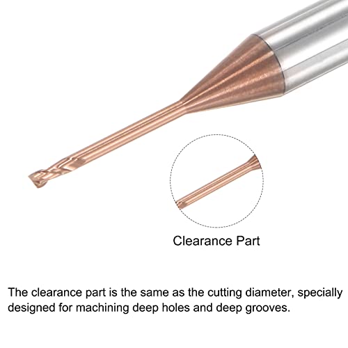 Image of uxcell Square Nose End Mill, 1mm Solid Carbide AlTiSin Coated Long Reach CNC Router Bits 2 Flutes Milling Cutter with Extended Neck, 10mm Cutting Length 4mm Shank