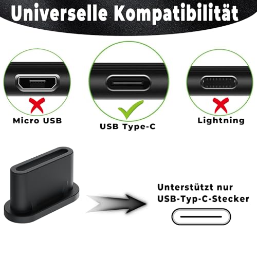 wonkeken 20 USB C staubdichte Silikon Schutzhüllen mit Reinigungsbürste Ladeschnittstelle staubdichte Stecker Type C Schnittstelle passend für iPhone 15/16 Google Samsung Galaxy Xiaomi Motorola