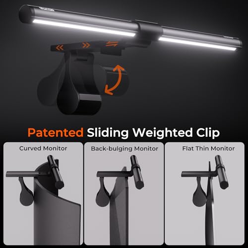 Image of Quntis Monitor Light Bar with Remote, Fit for Curved Monitors /Camera Base, Eye-Care Computer Monitor Lamp, Auto-Dimming Dimmable Screen Light Bar, No Glare Work Office Gaming Desk Lamps, Gray