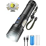 懐中電灯 強力LED【防災士監修・超高輝度・XHP160チップ】5000mAh 26650バッテリー付 軍用 最強 Type-C充電式/電池式 COB側面ライト アルミ合金 IPX6防水 7モード調光 ズーム式 耐衝撃 残量表示機能登山夜钓鱼用露营户外作業用 停電 地震 避難対策 防災グッズ
