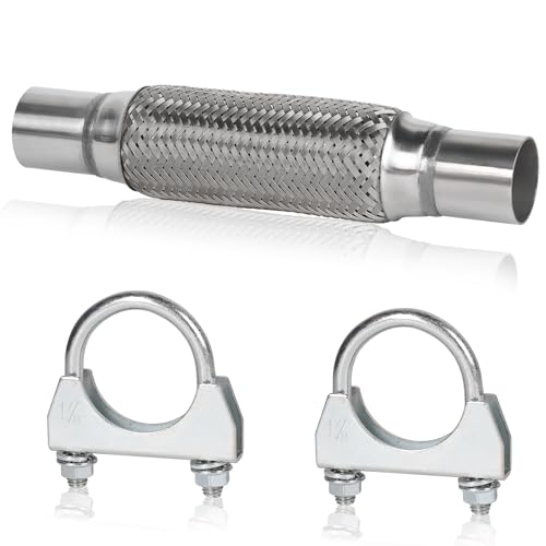 EFUTURETIME Tuyau d'échappement Flexible de 45 mm, Raccord de Tuyau en Acier Inoxydable 200mm x 300 mm avec 2 Colliers de Serrage, Pièces de Montage pour...