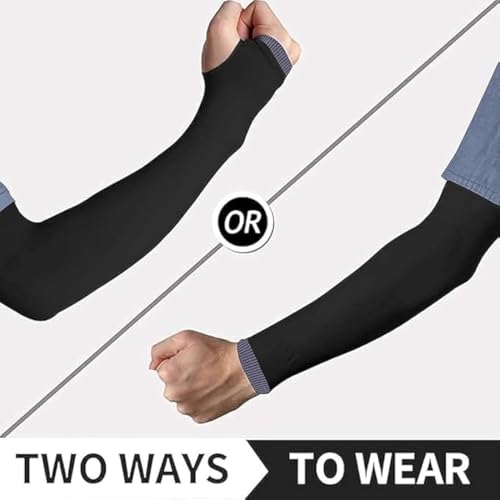 Image of Arm Sleeve UV Protection Cooling Arm Sleeves for Sports Driving Sun Protection Full Hand Gloves Arm Cover For Unisex with Thumb Hole for Boys Girls