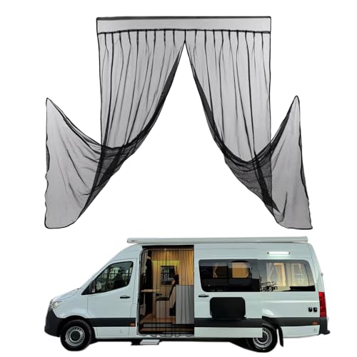 HCC Auto Van Bug Screen for Mercedes-Benz Sprinter Mid/High Roof and Other Campervans, Universal Size Sliding Door Flyscreen Mosquito Net, Center Magnetic Closure
