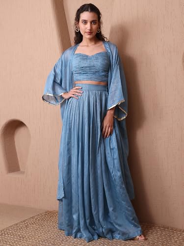 Image of PURVAJA Women's Maxi Fit & Flare Viscose Ethnic Co-Ords