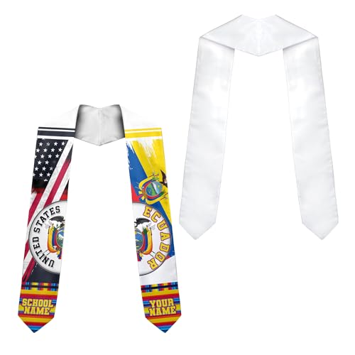 MonkeyVan Custom Ecuador Graduation Sash, Ecuadorians American Flag Graduation Stole 2025, Ecuador Flag Pride Graduation Sash Ecad 6