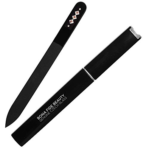Manicure Glass Nail File with Case for Gentle, Precision Filing, Expertly Shape Nails & Enjoy a Professional Smooth Finish - Swarovski Crystal File by Bona Fide Beauty Premium Czech Glass