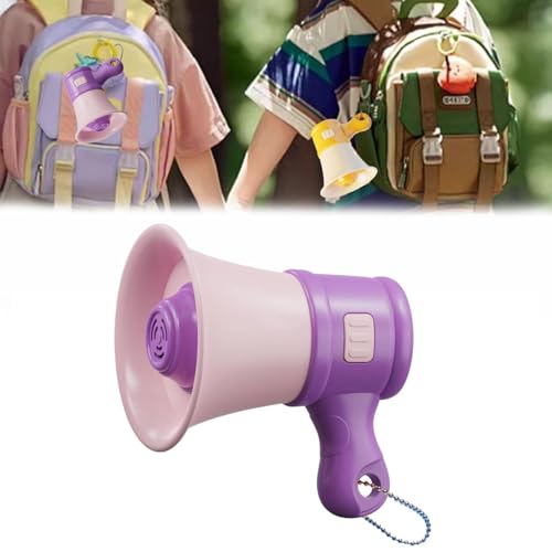 Mini Megaphone Bullhorn Keychain,Portable Music Recording Amplifier with Chain Speaker for Adults 3, 4, 5, 7, 8 Year Old (Purple)