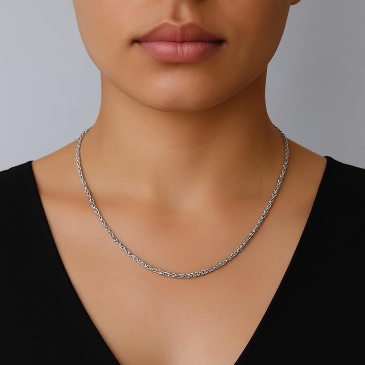 Twisted Rope Chain Necklace for Men and Women, 2mm/3mm Stainless Steel Chain, Available in 18–24 Inches, Stylish Everyday - Image 5