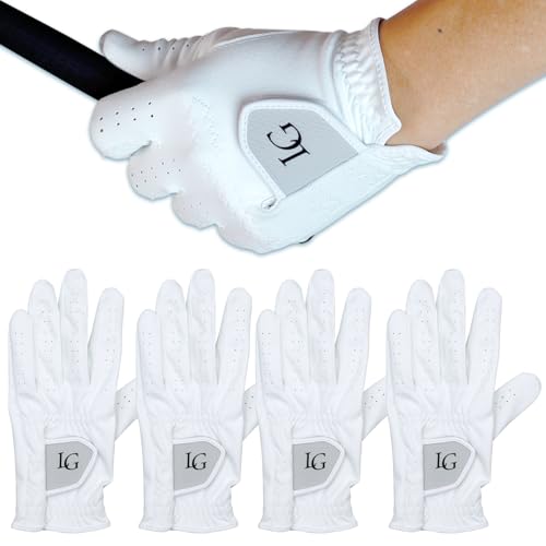 Larouge オールウェザー ソフトフィット グローブ 全天候型 メンズ ホワイト 右利き用(同サイズ4枚セット )耐久性 フィット感 グリップ力がアップ 左手着用(右打ち用) (ホワイト, 27, 右用)
