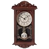 Relógio de Parede Retrô Vintage com Pêndulo Silencioso | Estilo Antigo em Madeira, Grande para Sala de Estar, Cozinha e Escritório | Decoração Rústica, Elegante e Funcionamento Silencioso