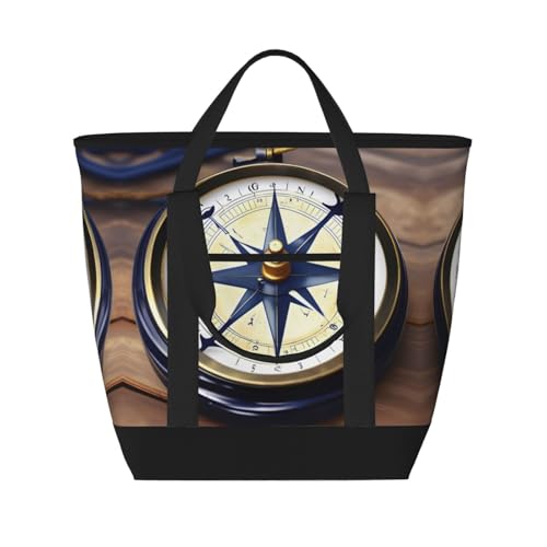 Sac isotherme grande capacité motif boussole sac de courses noir