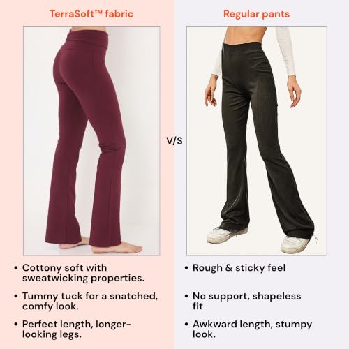 Image of Terractive Cuddle Flares for Women | TerraSoft Ultra Soft, Super Stretchy & Sweat-Wicking Flare Pants | High-Waist Tummy Tuck Workout & Lounge Pants